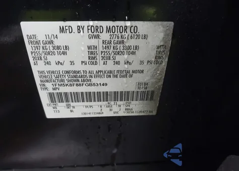 2015 Ford Explorer Limited z USA, uszkodzony, nr VIN 1FM5K8F88FGB53149